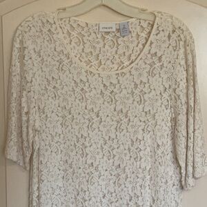 Chico’s Ivory Lace Top - Size 2, Large